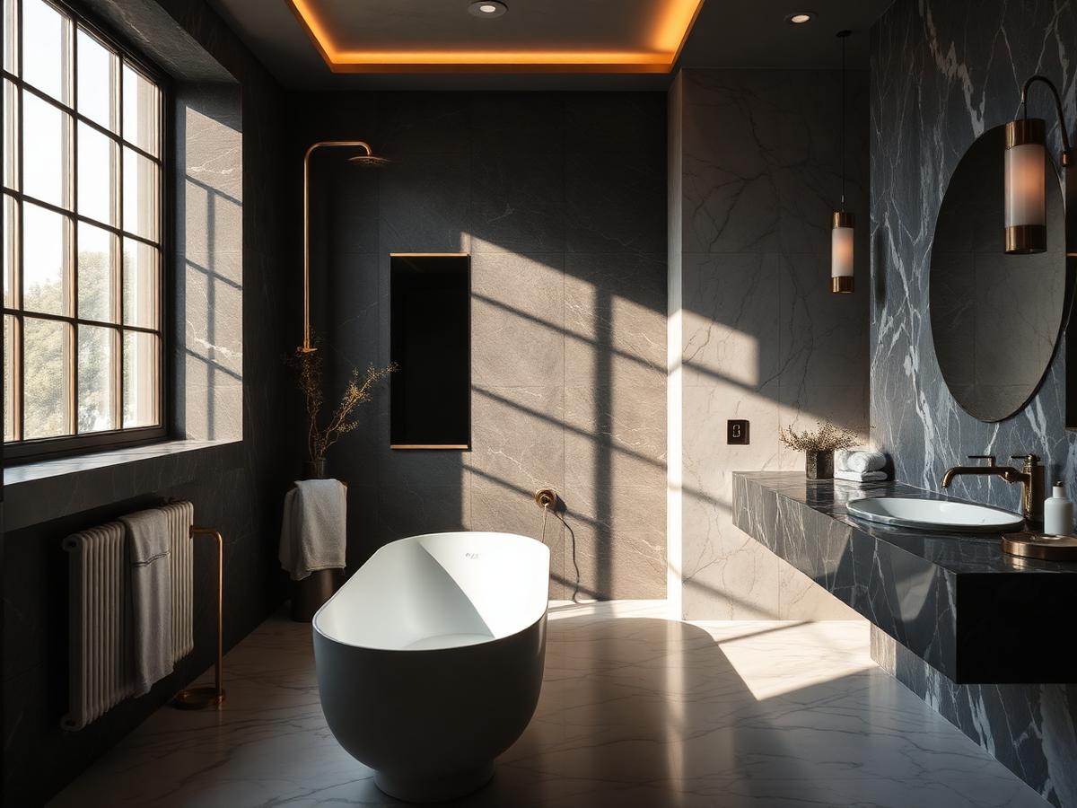 Premium bathroom renovation captured on a brand shoot